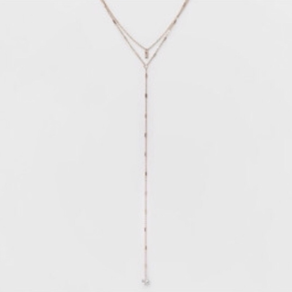 Layered Y-Neck Boho Long Necklace Crystal Accents